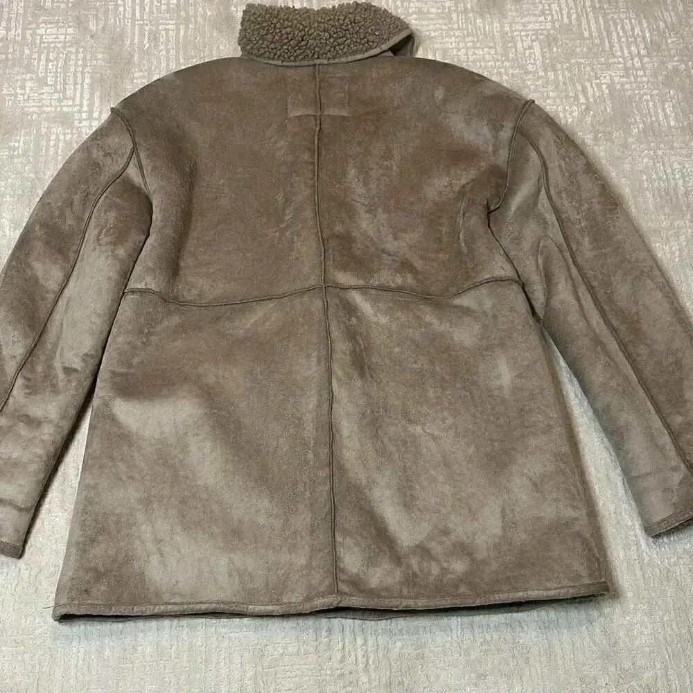 Lucky Brand Faux Shearling Button-Front Coat Women’s Size L - Picture 7 of 10